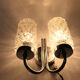 Double wall lamp 1970's chrome and glass