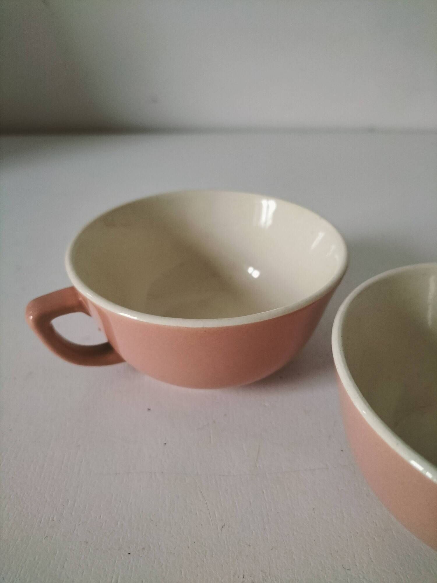 Set of two powder pink Villeroy & Boch cups, 1950s style