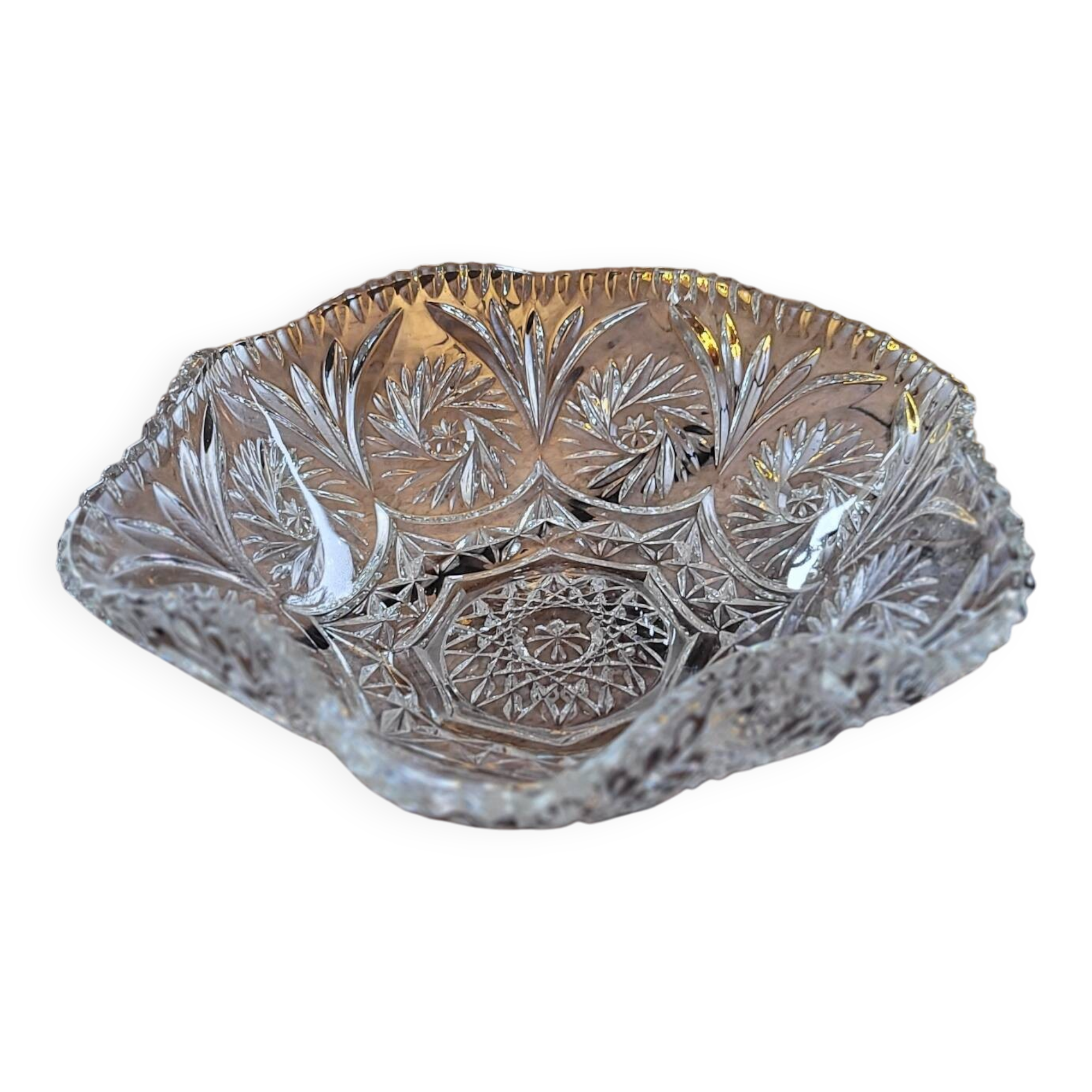 Large Cut Glass Bowl/Salad Bowl - Star Pattern