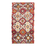 5x9 Faded Red Bohemian Kilim Rug, Wool Handknotted Rug, 148x259