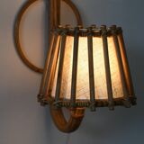 Lampe applique en rotin milieu du siècle moderne