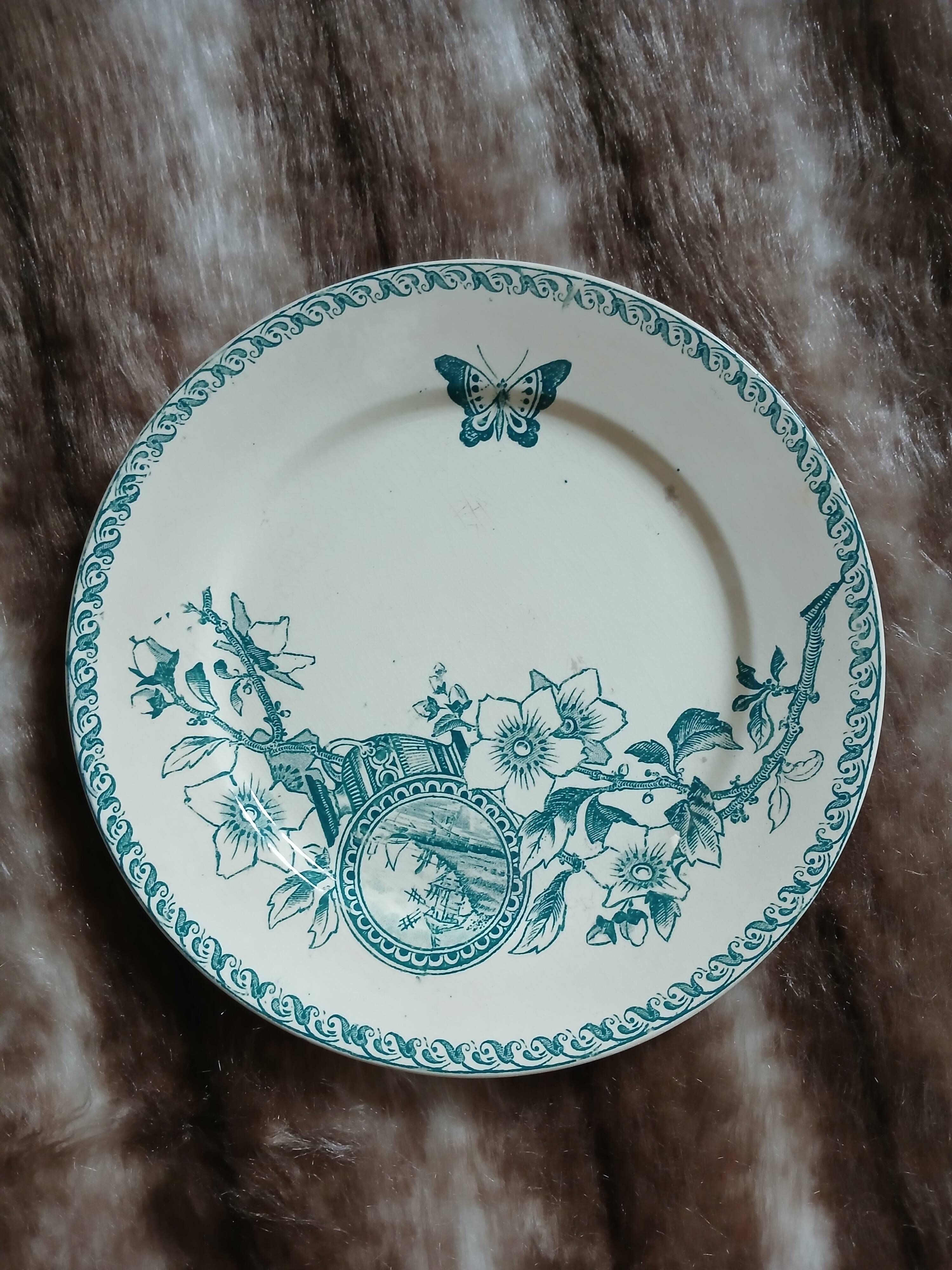10 antique flat plates in ironstone