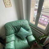 New armchair in vintage green leather