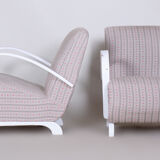 Original pair of white art deco beech armchairs, czechia, 1930s