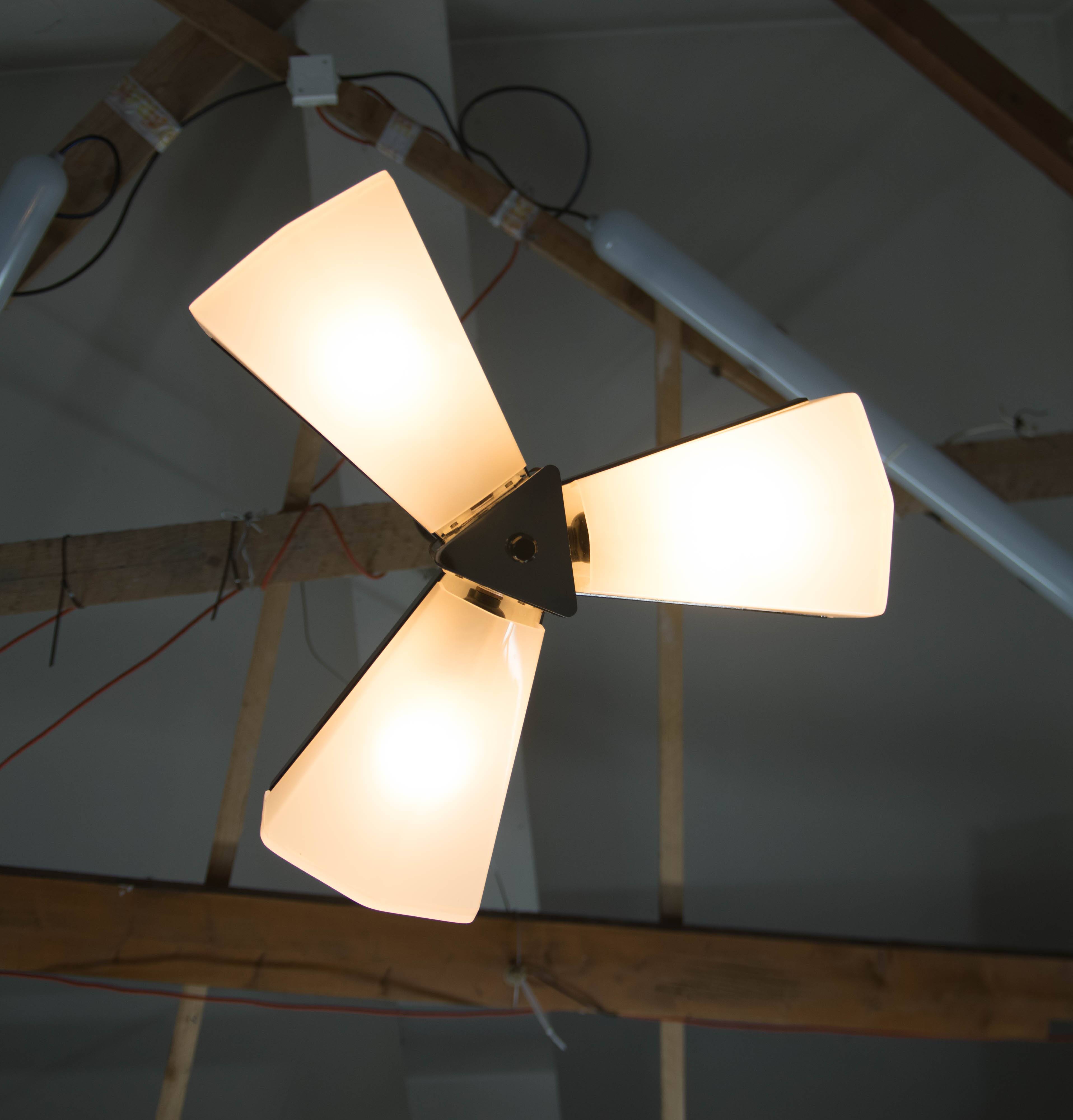 Mid-Century Plastic and Metal Chandelier by Lidokov, Czechoslovakia, 1970s