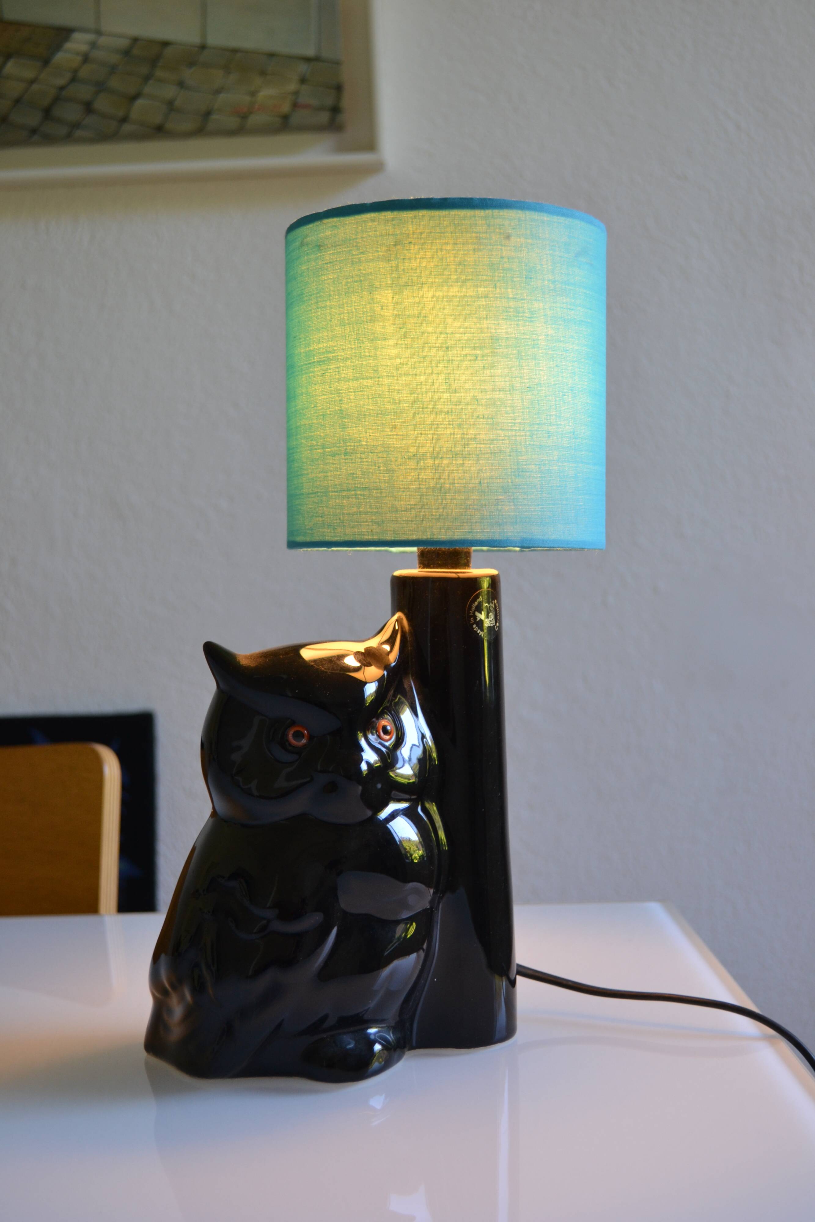 Vintage owl lamp 1980 ceramic holland