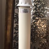 Pair of vintage salmon pink candlestick shaped ceramic lamp bases