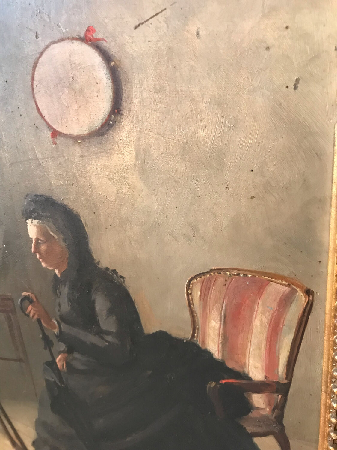 Oil on wood interior scene