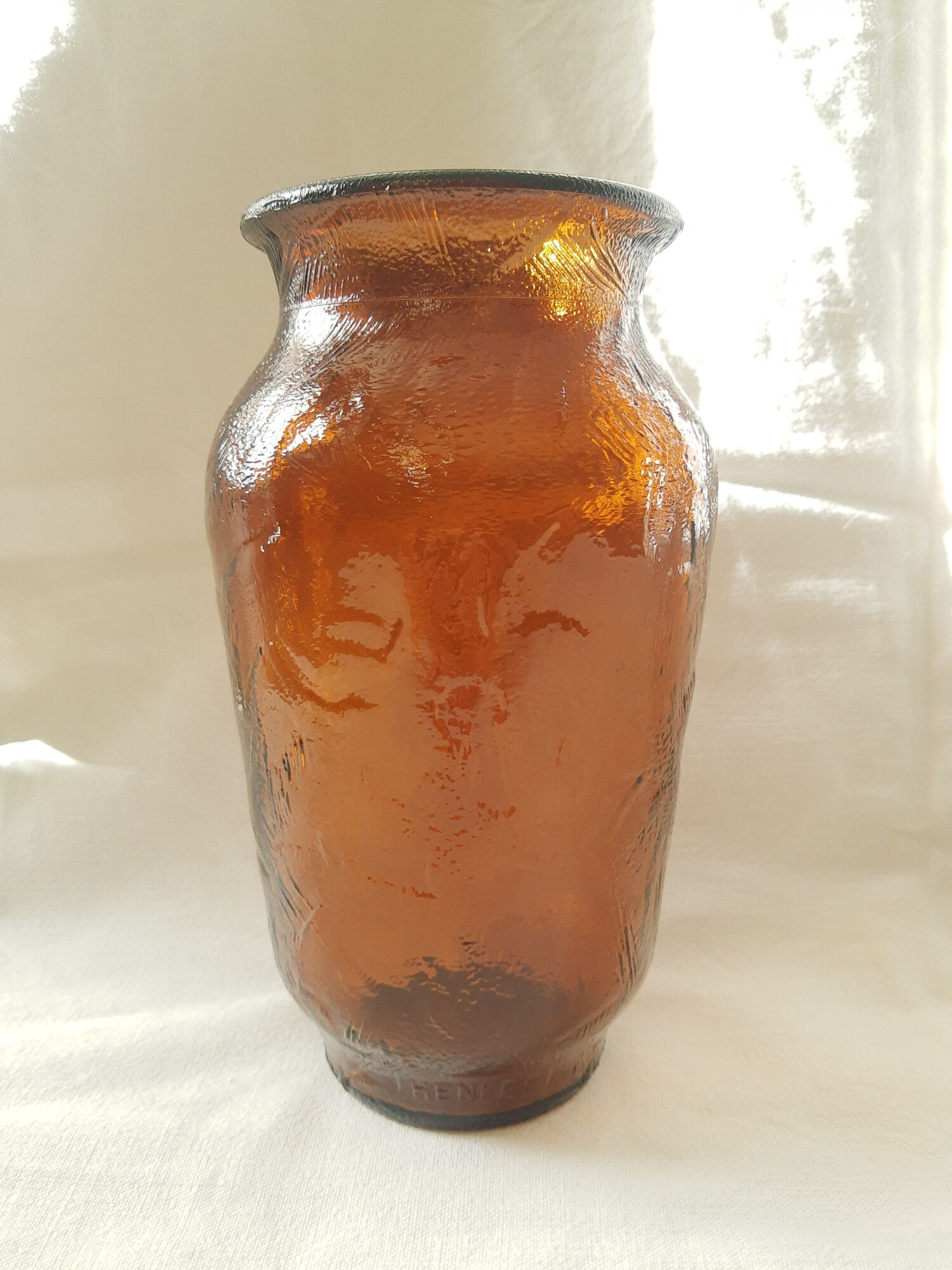 Henkel advertising vase in amber glass years 70 vintage