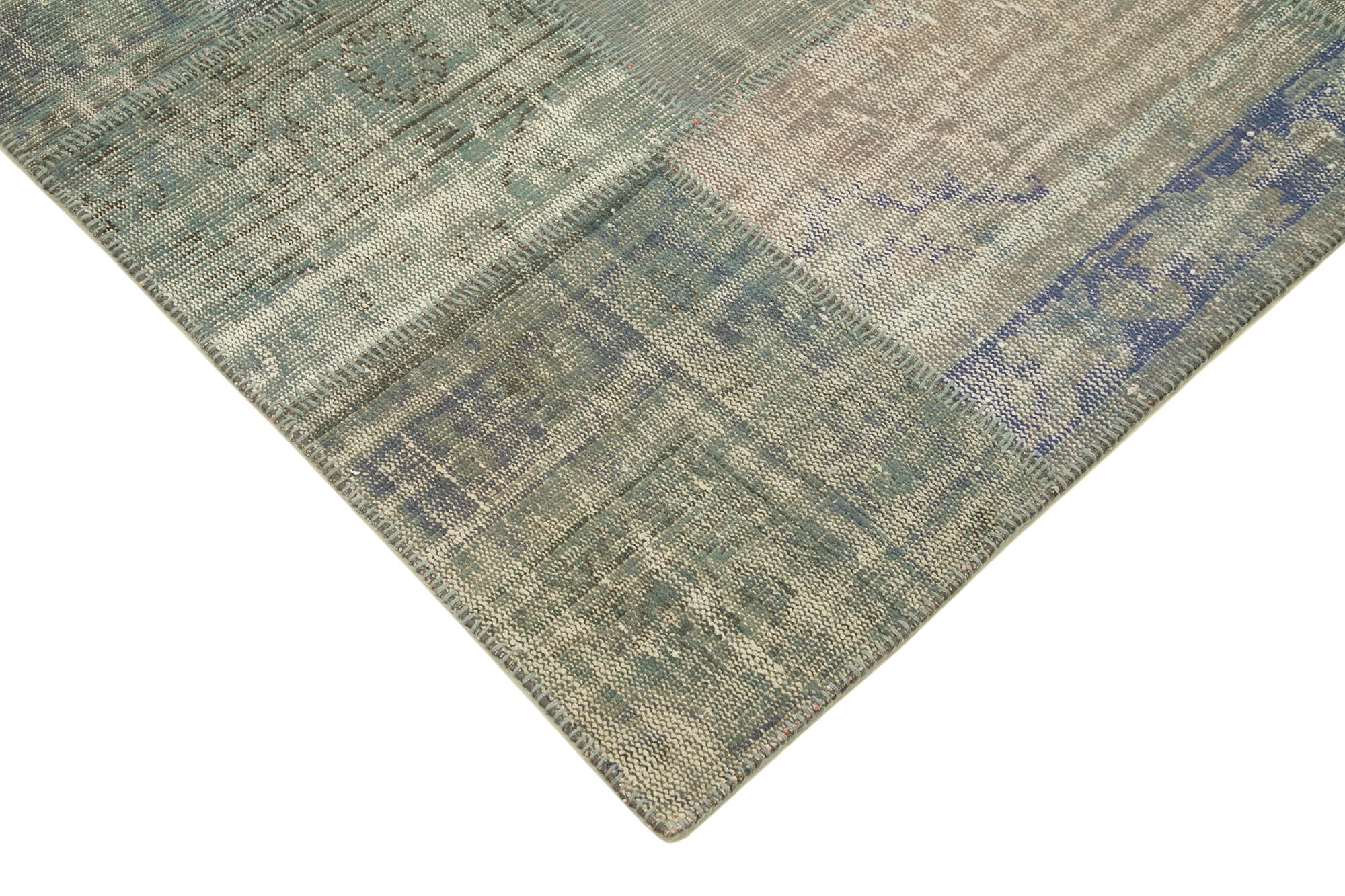 Handwoven Turkish Contemporary 175 cm x 242 cm Grey Patchwork Carpet