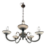 Italian Murano Glass Brass Chandelier 1940’s