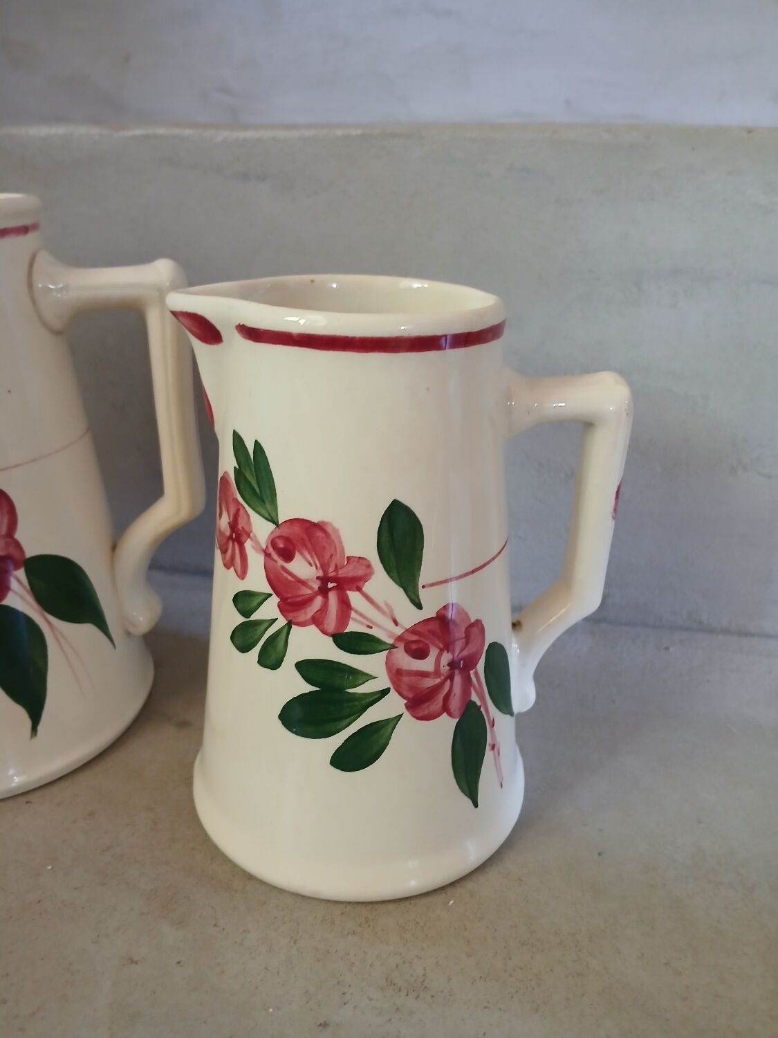 3 antique Sarreguemines pitchers