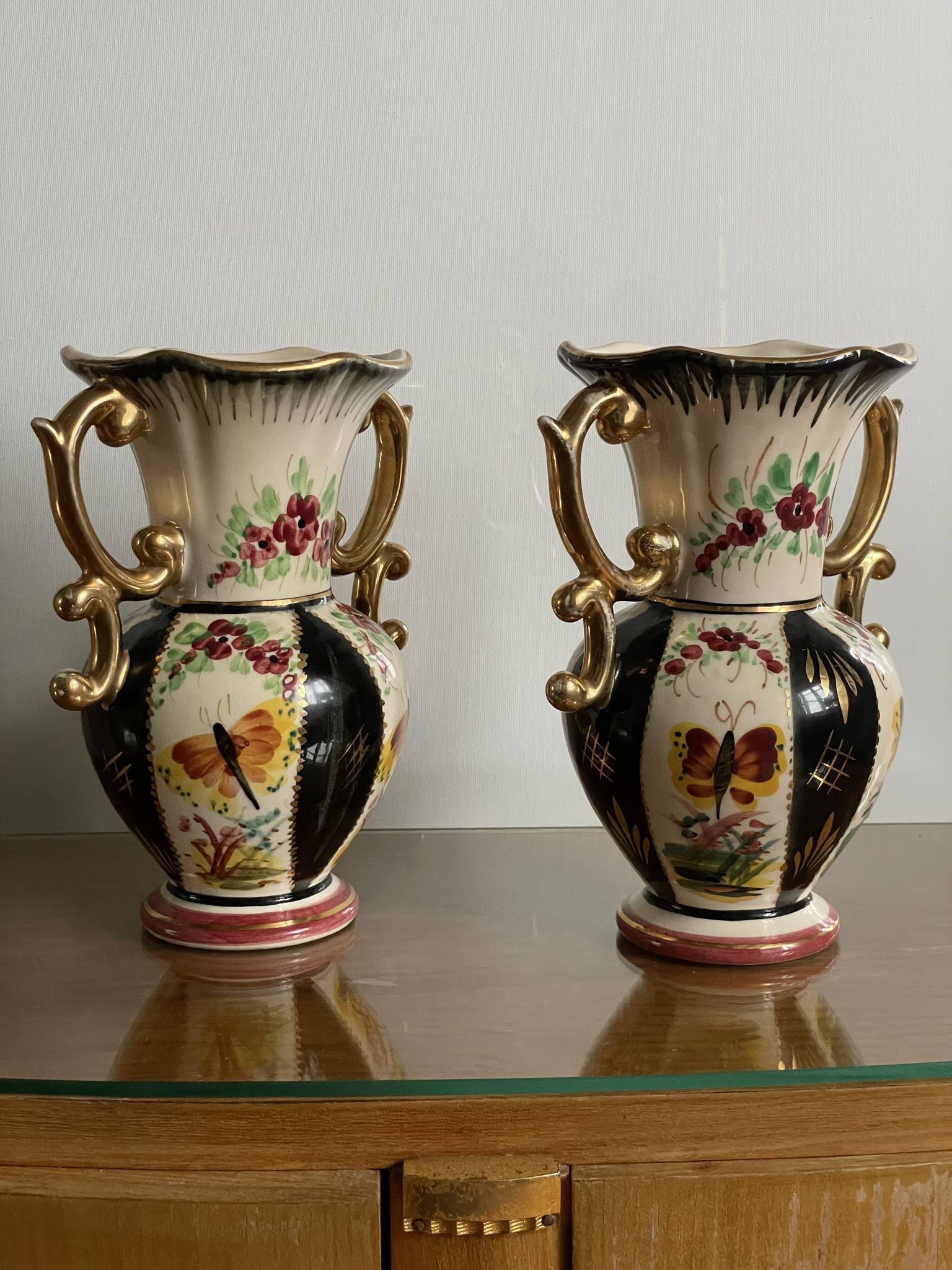 Pair of Saint Ghislain vases made in Belgium