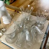 6 engraved wine glasses.