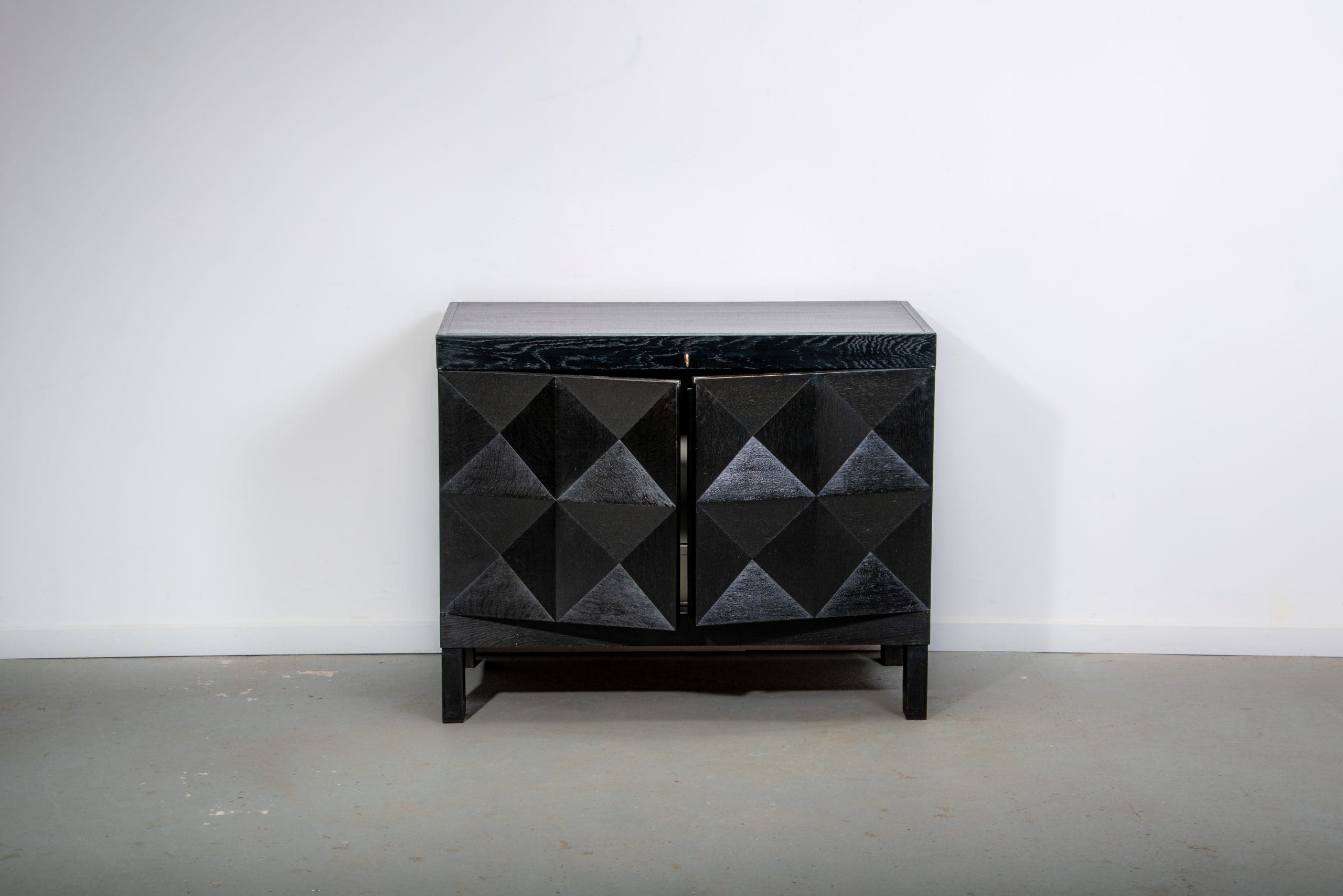 Ebonized brutalist bar cabinet by J. Batenburg for MI Belgium, 1960s