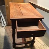 Rustic oak writing table with drawer