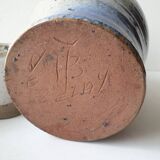 Ensemble bouteille à liqueur + 6 tasses en grès Signé Albert Breton Vézelay