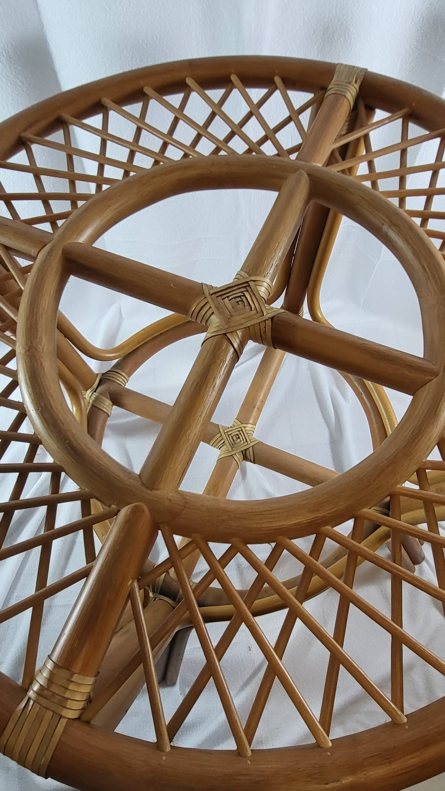 Adrien Audoux, Frida Minet table in rattan with glass top, France.