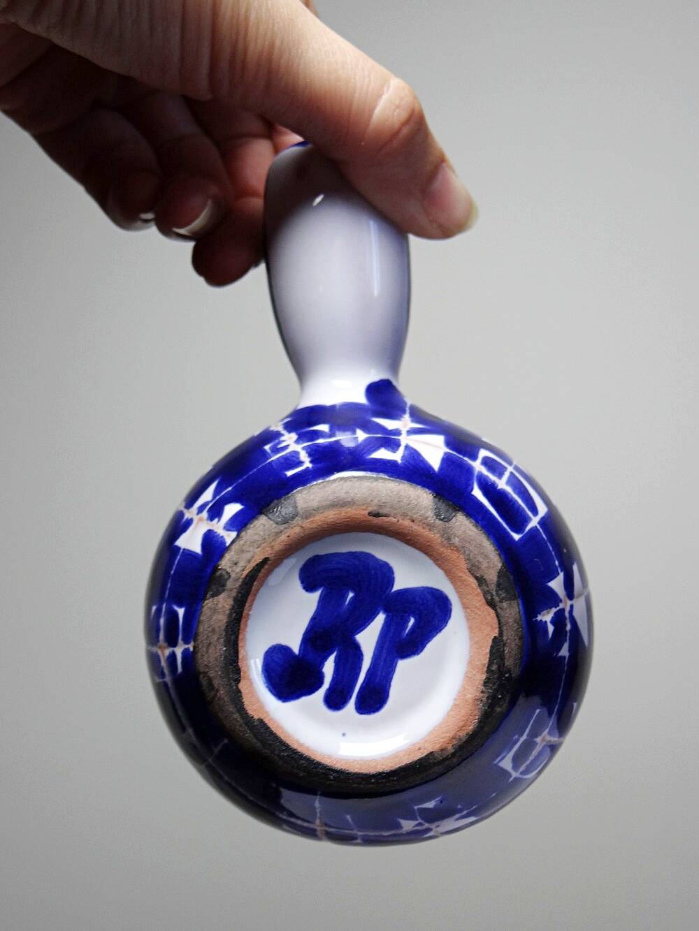 Small ceramic pan Robert Picault Vallauris signed RP cobalt blue 1960-70
