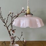 Vintage lampshade pendant light in pink opaline