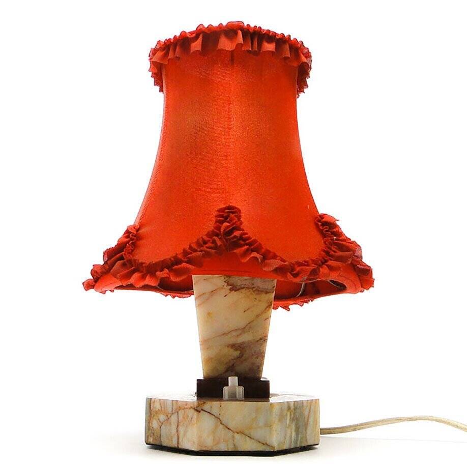 Art Deco stone table lamp, Czechoslovakia, 1930s