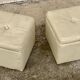 Paire de tabourets cube vintage 1980 simili cuir