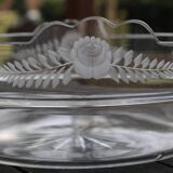 Worked metal fruit basket and glass