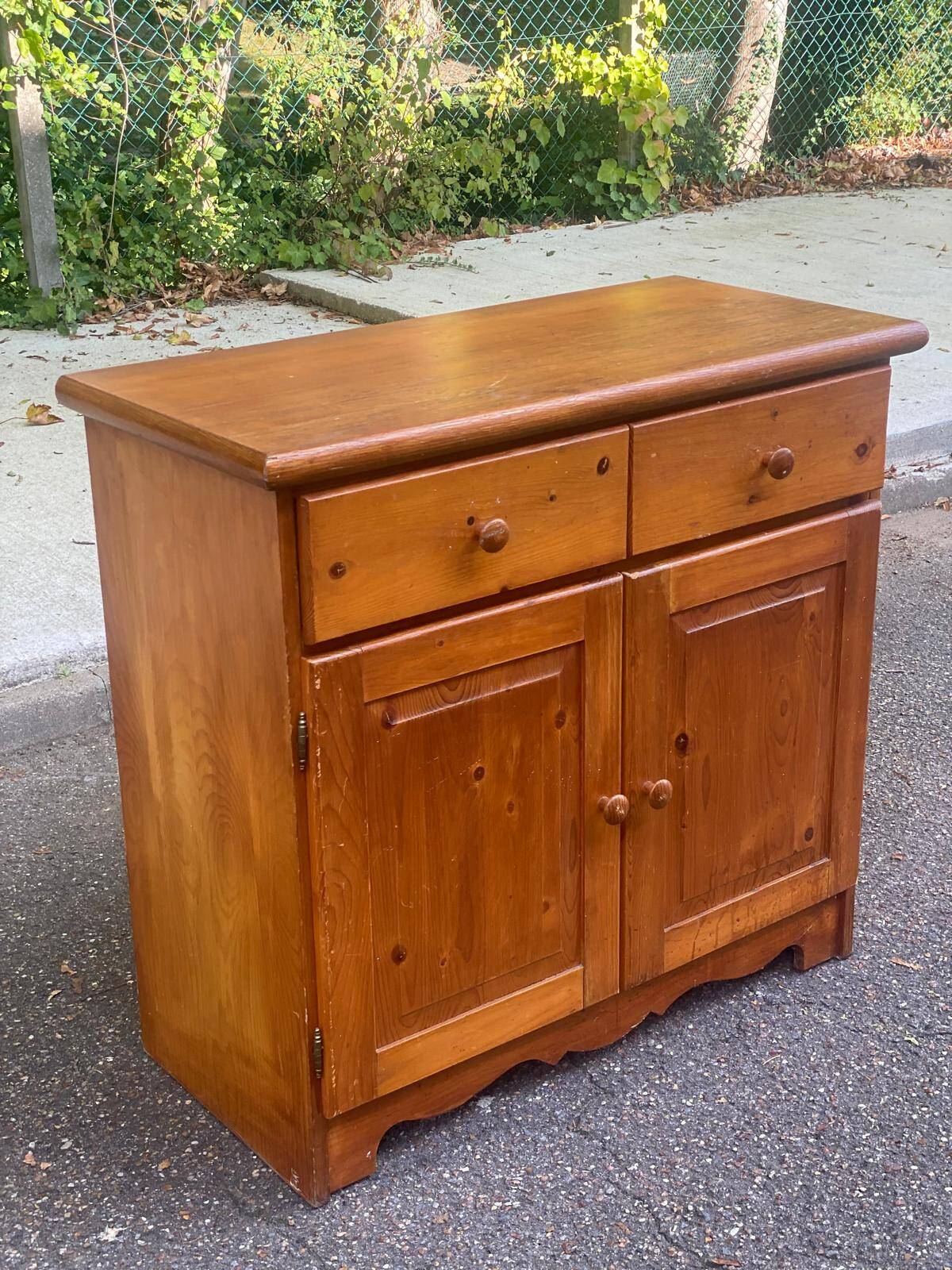 Commode buffet scandinave 2 portes et 2 tiroirs en bois massif pin 97cm