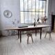 Solid oak farmhouse table with integrated extensions 1950