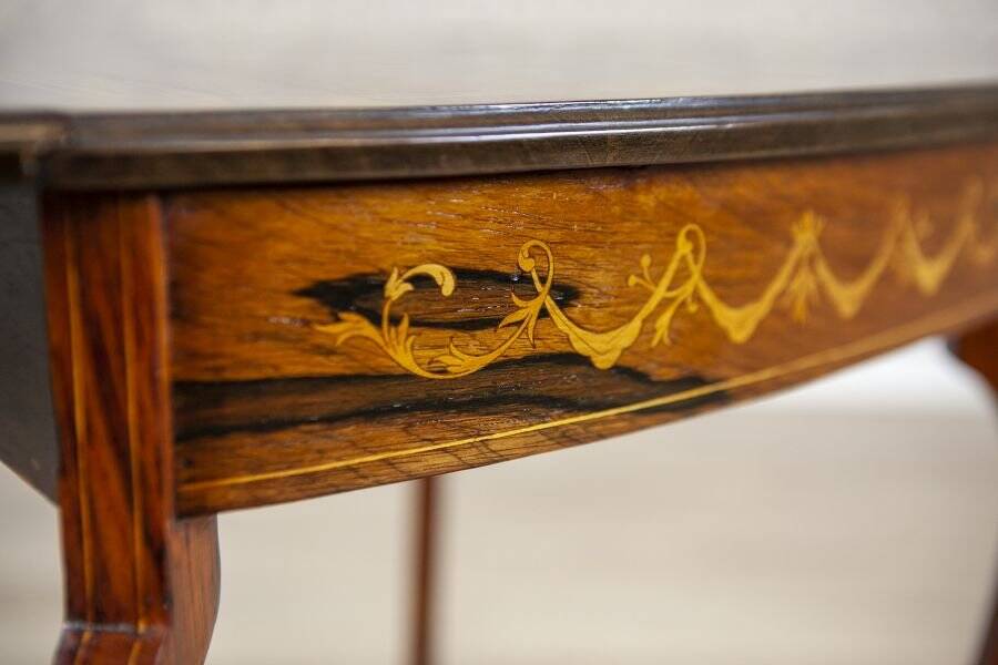 Antique Inlaid Rosewood Tea Table, 1890s