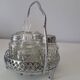 Vintage glass and metal condiment set