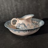 Toilet service, broc and earthenware basin longwy "rocaille xixe"