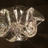 Corolla-shaped ashtray and pocket tray, Vannes Le Chatel crystal.