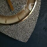 Vintage formica clock silent asymmetrical wall pendulum "Anthracite gold round"