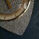 Vintage formica clock silent asymmetrical wall pendulum "Anthracite gold round"