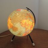 Earth Globe Taride tripod enlightened from the 60s