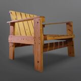 Groupe de sièges moderniste en pin dans le style de Gerrit Rietveld, Pays-Bas 1950