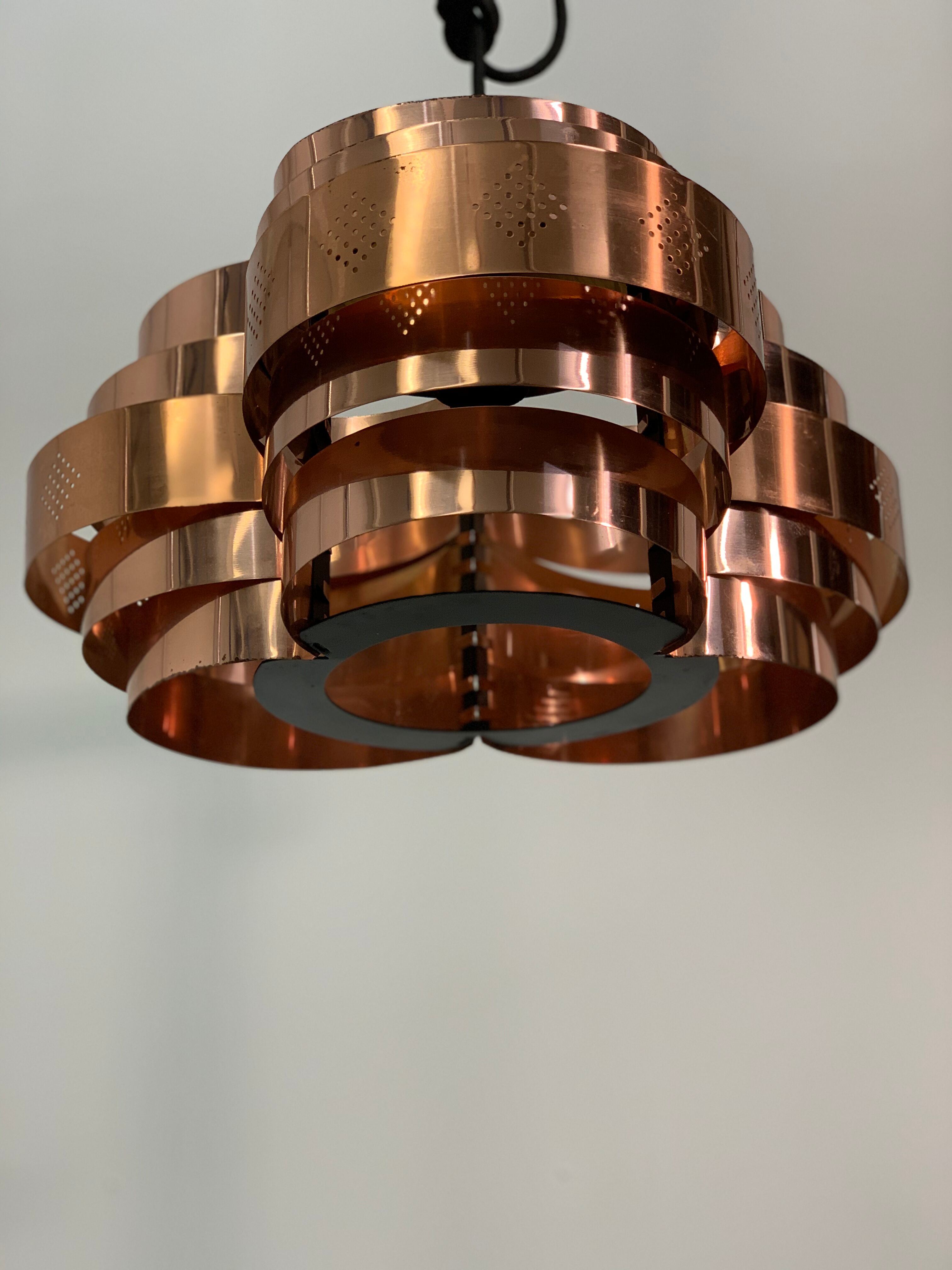 Copper Ceiling Lamp by Verner Schou für Coronell, 1967