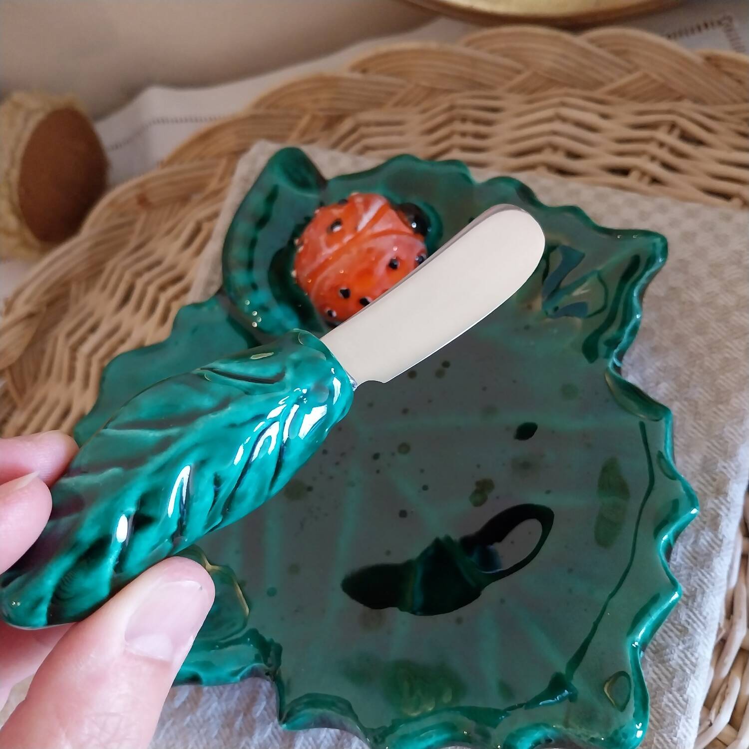 Vintage slip butter dish