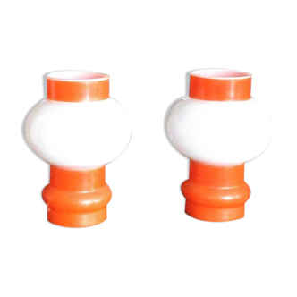 Pair of orange lamps