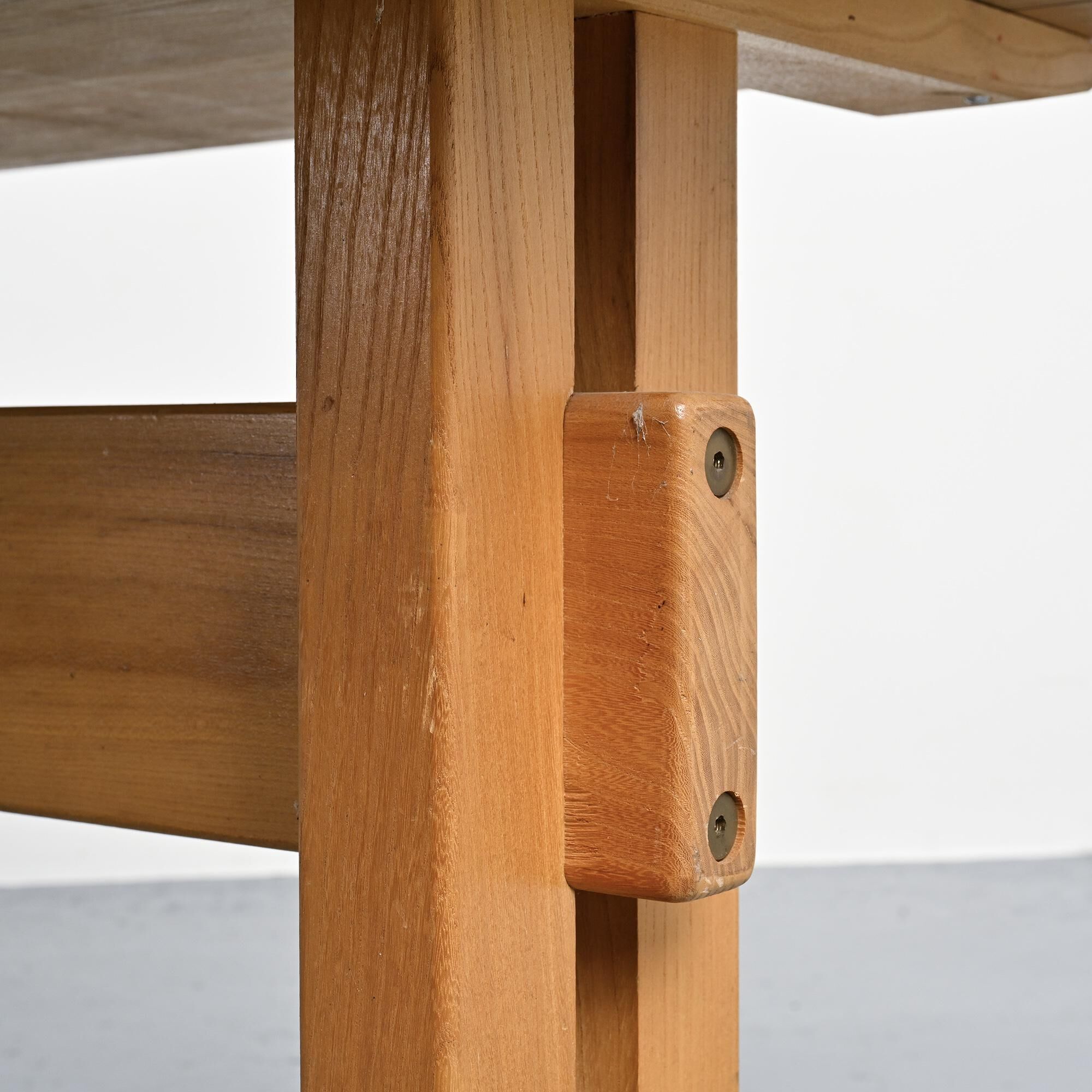 Dining table in solid elm, Les Arcs, France.