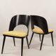 Vintage dining chairs set of 2 black oak wood retro yellow fabric