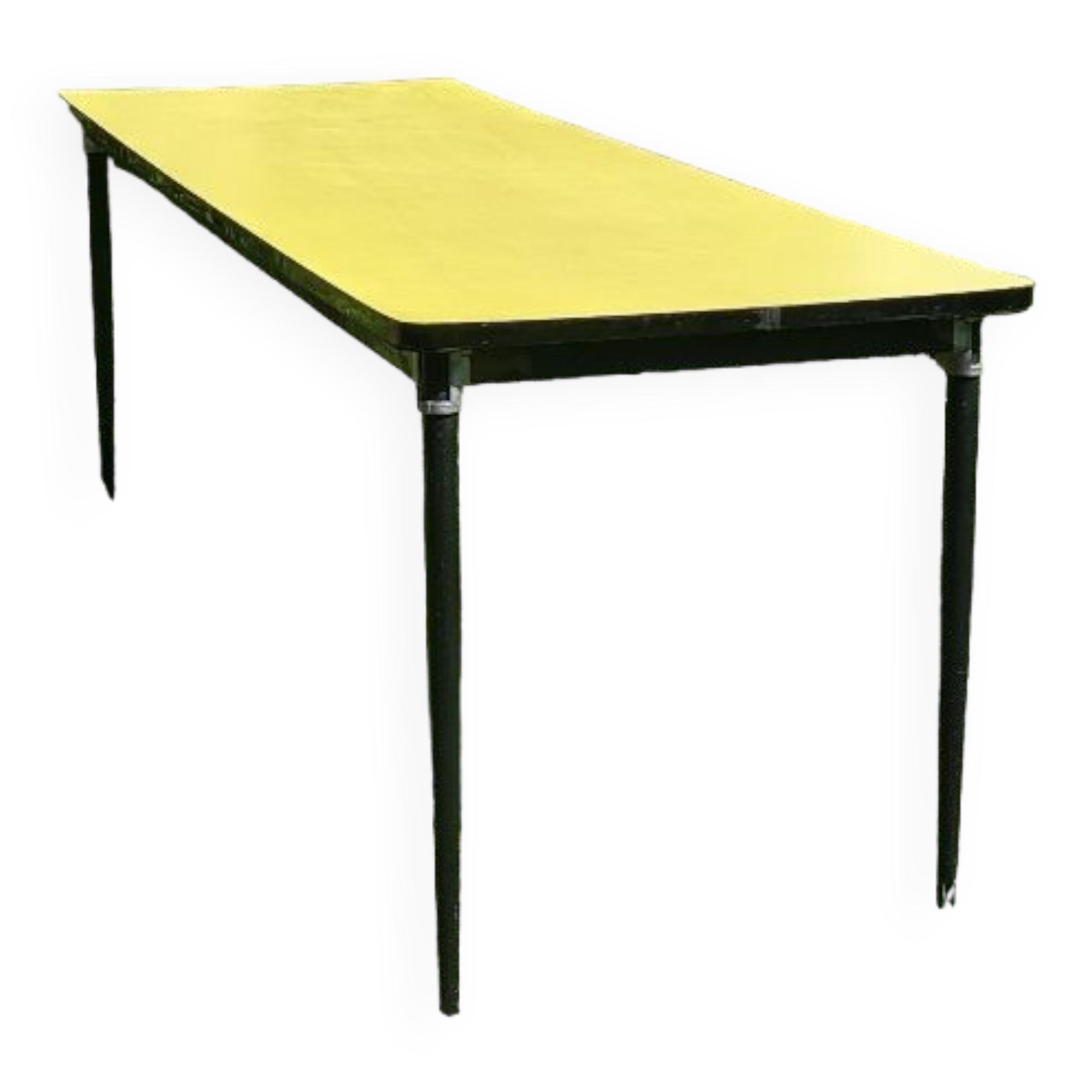 Grande table en formica jaune et noir