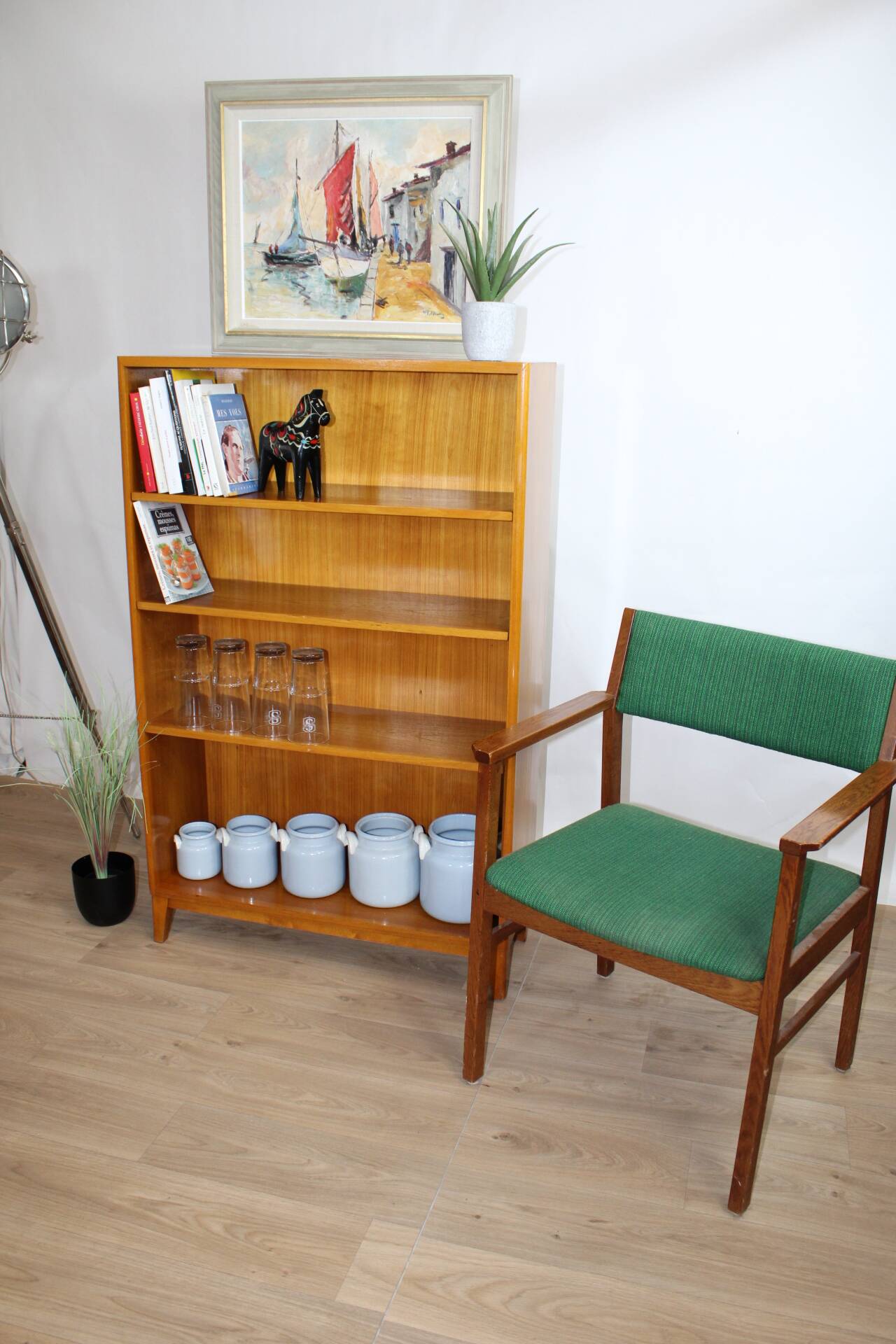 Vintage Elm Bookcase 1940 Sweden