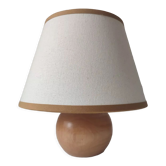 Lampe à poser pied boule en bois