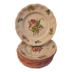 Set of 12 flat plates porcelain Lunéville, flowers (tulip-rose, model Reverbère, early twentieth century