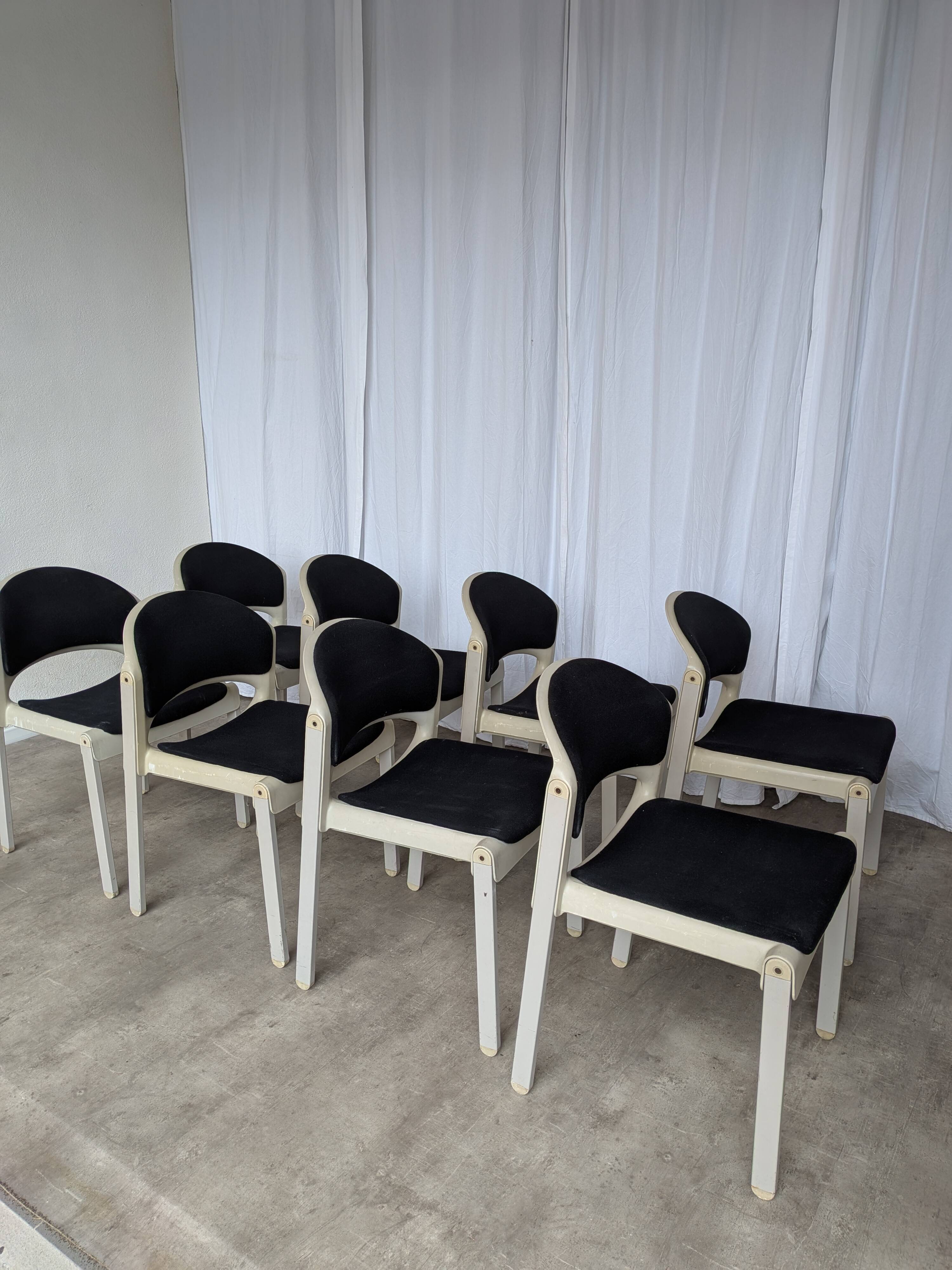 Set of 8 Vintage Aeon Mondial Stackable Chair / Dutch Postmodern Dining Cha