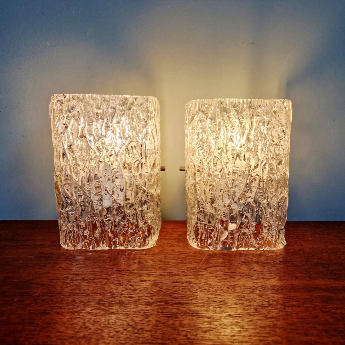 Pair of frosted glass wall sconces, J.T. Kalmar, 1960-70