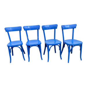 Set de 4 chaises bistrot bleues