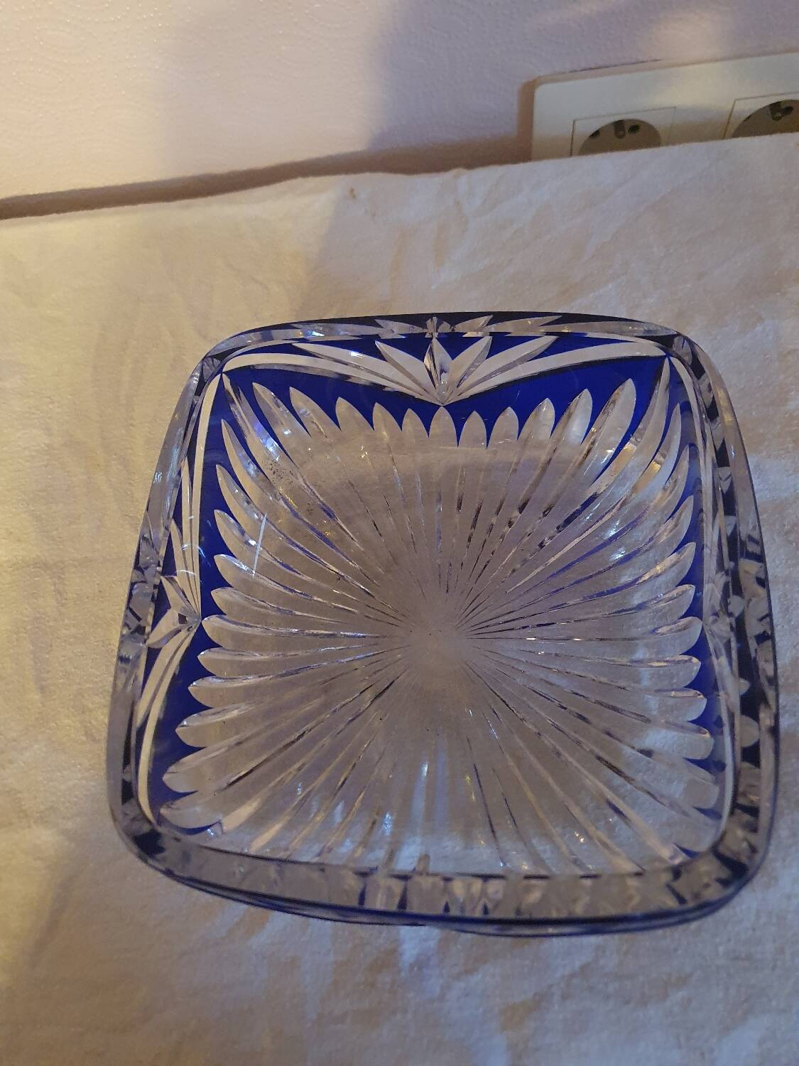 Vintage blue bohemian crystal pocket empty cup